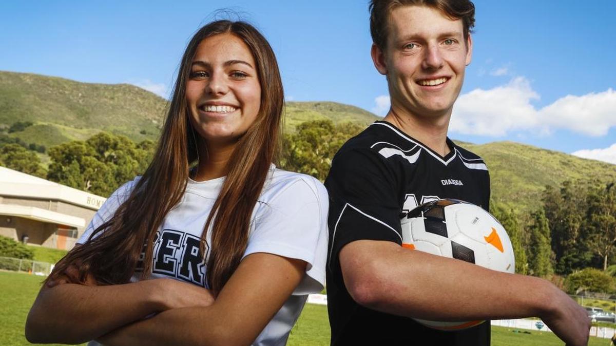 San Luis Obispo High School’s Grace Park and Brian Finger are the Tribune's soccer Players of the Year. Photo by Joe Johnston 03-22-16