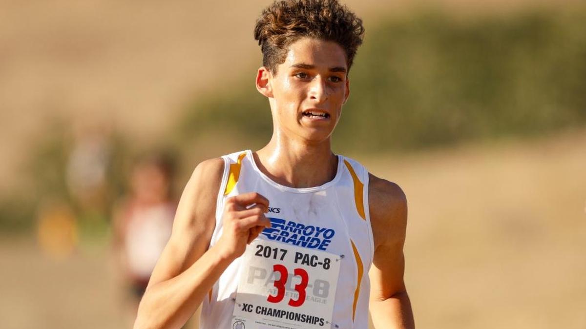 Arroyo Grande senior Luis Jazo at the PAC 8 midseason cross country meet at the Fairbanks Course. Photo by Joe Johnston 10-12-17