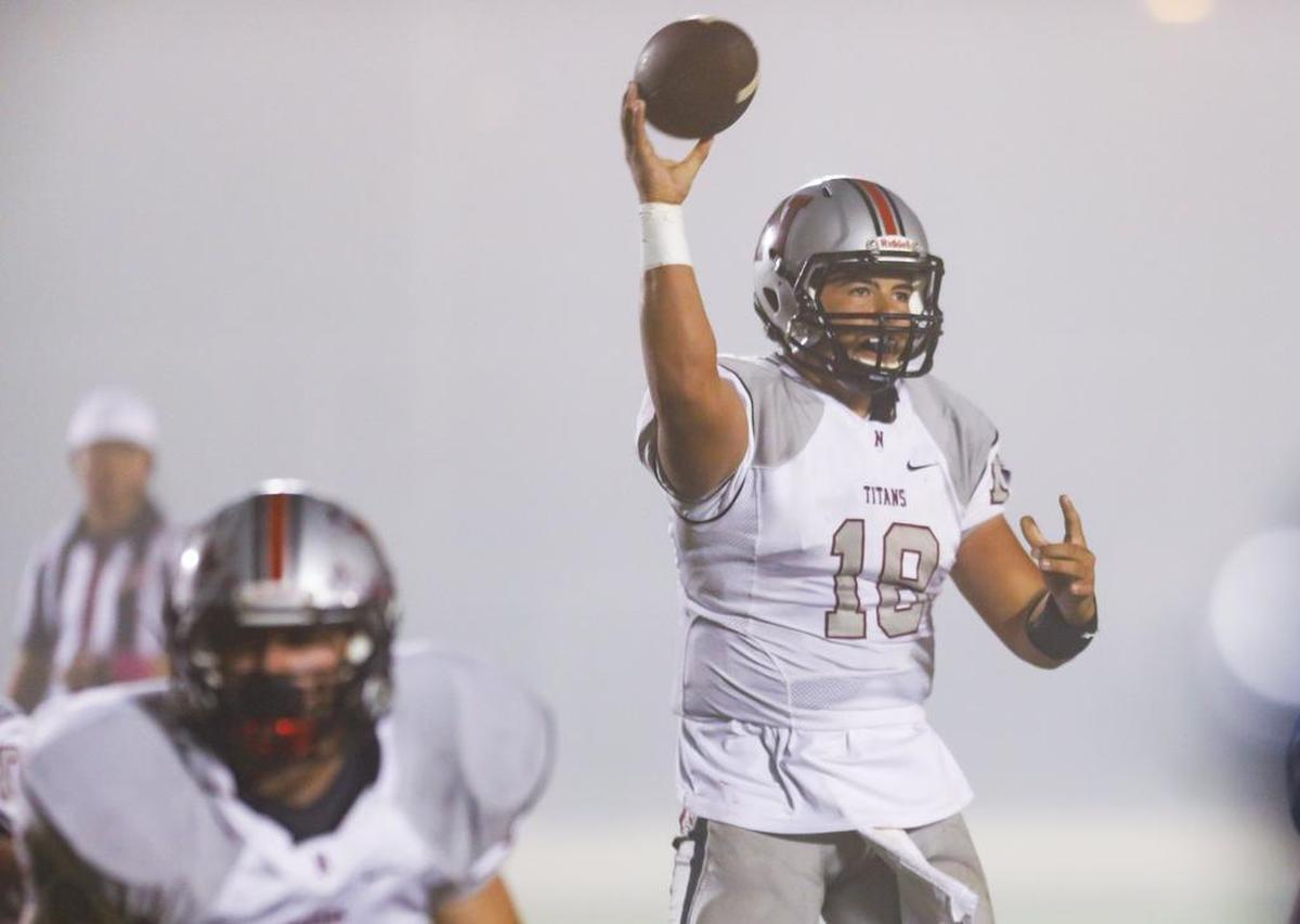 Nipomo quarterback Brayden Groshart (18) is entering his third year as the Titans starter this year.