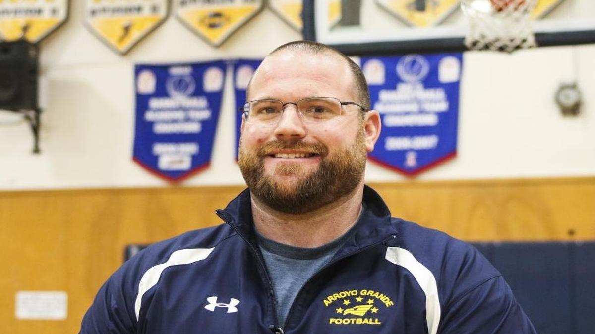 New Arroyo Grande High School athletic director Stephen Field poses for a photo inside the school’s gym. Field, who played football at Cal Poly after graduating from Arroyo Grande, will take over as the school’s athletic director when Dwight MacDonald retires at the end of the 2016-17 school year.