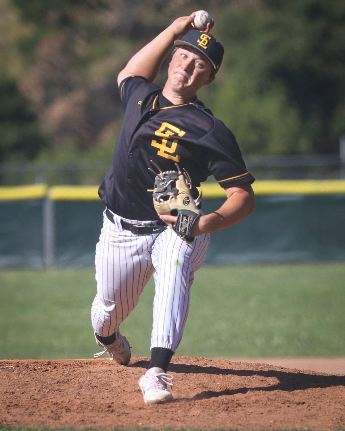 Tyler Stephens pitches for the Tigers. Atascadero won 8-3 over San Luis Obispo in a baseball game May 3, 2024.