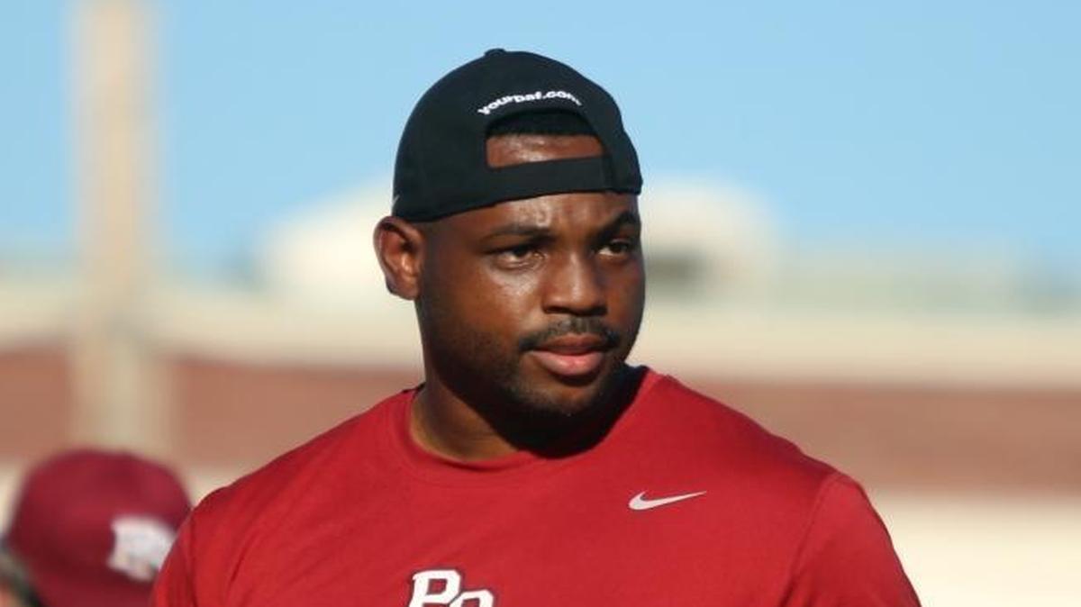 Former Paso Robles High head football coach Larry Grant during a team practice.