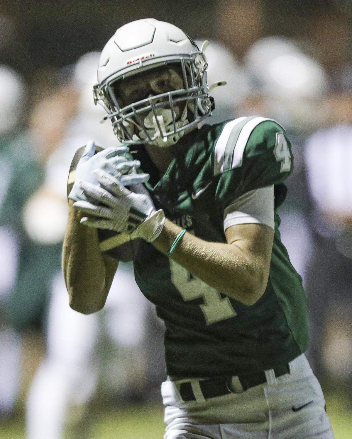 This catch in the end zone by Ethan Armet was nullified by an illegal shift penalty. Immanuel beat Templeton 48-7 in the CIF Central Section Div. iV Championship on Nov. 28, 2025.