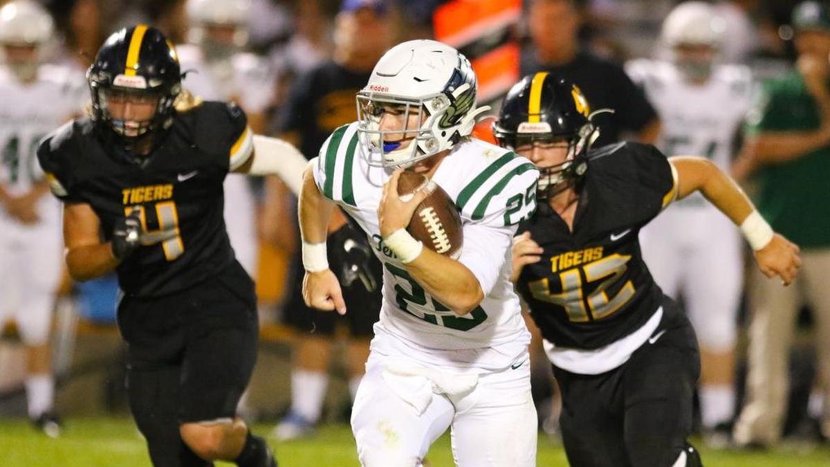 Templeton High School quarterback Tyler Kaschewski was hard to bring down Friday night as he threw for 103 yards and had 18 carries for 139 yards and two scores.