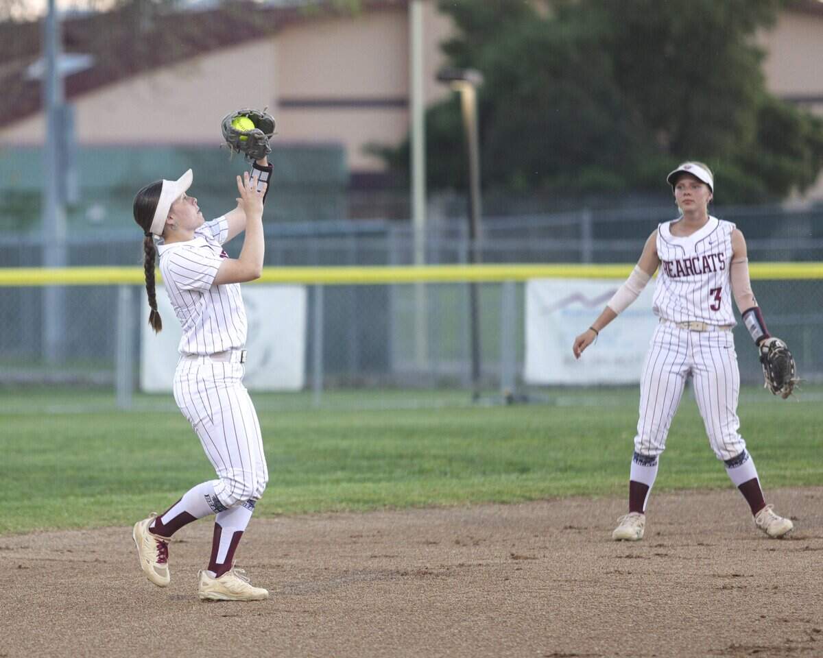 Isabelle Murphy catches a pop up at short. Nipomo beat Paso Robles 3-1 in a softball game delayed by heat on March 17, 2026.