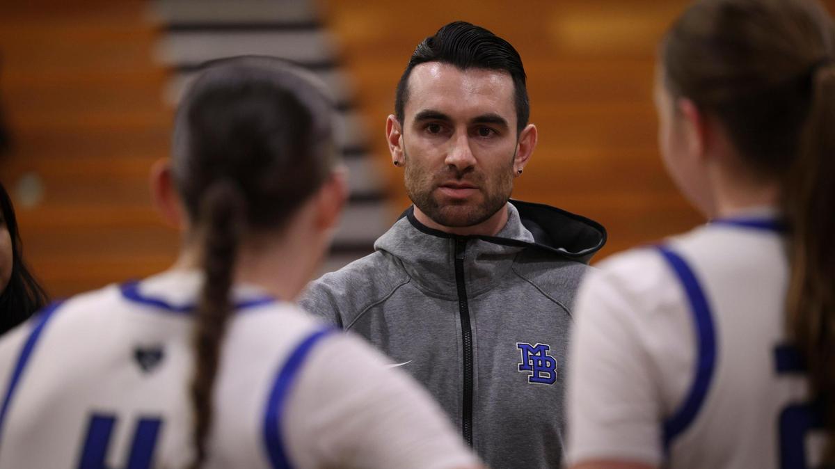 Alex Engel coaches the Pirates. Morro Bay girls basketball beat Paso Robles 47-38 on Jan. 9, 2024.