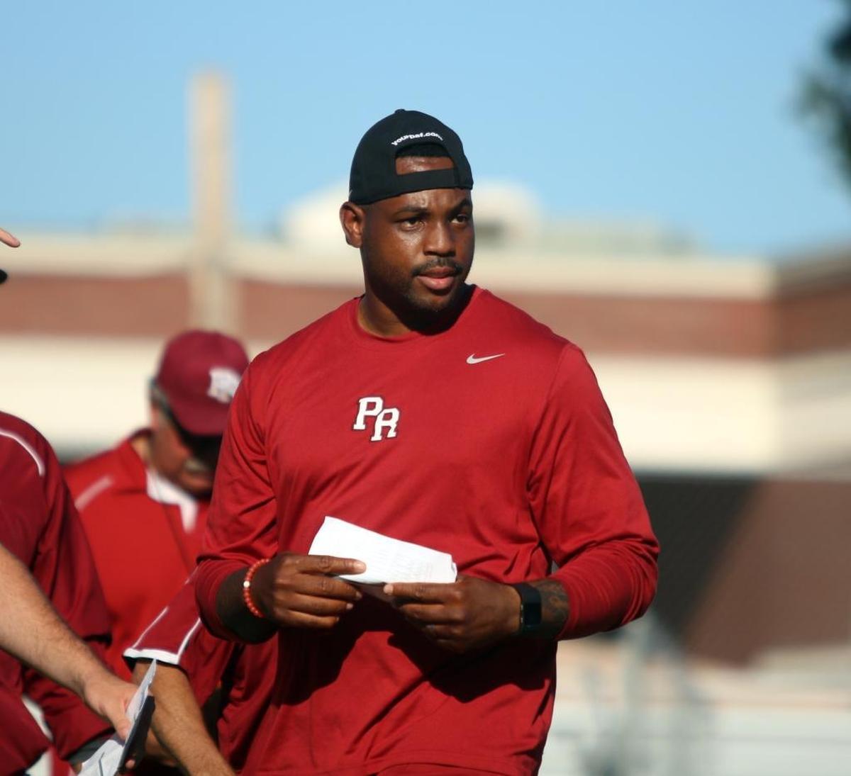 Former Paso Robles High head football coach Larry Grant, seen here during a team practice, said on Twitter of his exit: “I would like to sincerely thank the Paso Robles High School for the opportunity to serve as head coach for their prestigious school.”