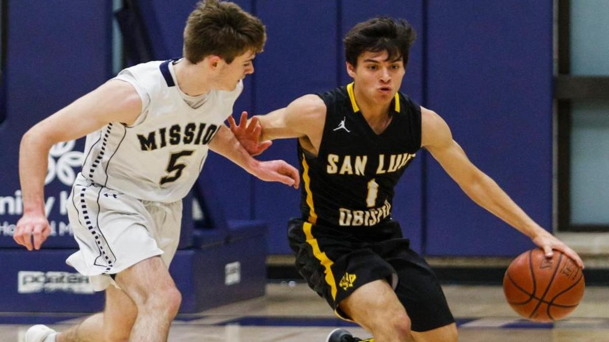 Mission Prep senior Vince Ricigliano and SLO High’s Seth Moore will play on the same team at the 27th Annual Kiwanis Central Coast All-Star Basketball Spectacular at Allan Hancock College. Photo by Joe Johnston 01-13-17
