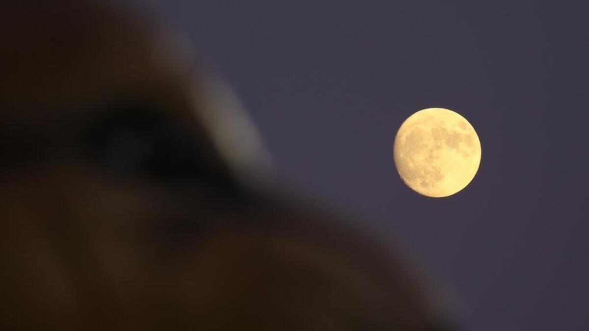 A full moon rises over a Paso Robles High School football game in 2019.