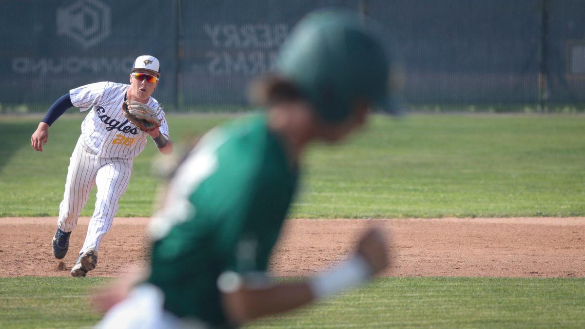 Tane Kurth fields a grounder at 3B he would later in the game be the key to turning a triple play on a line drive. Arroyo Grande High School fell to Garces Memorial from Bakersfield 6-4 in a baseball playoff on May 14, 2024.