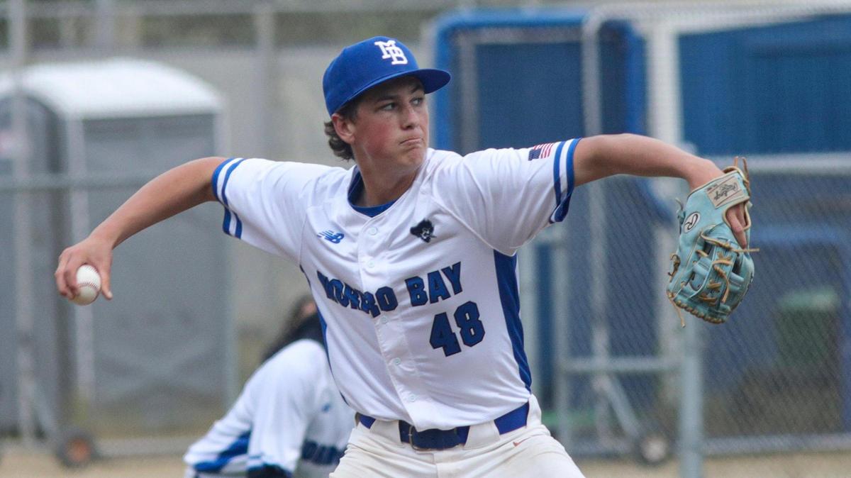 Colton White pitches for the Pirates. Atascadero won 6-4 in a baseball game against Morro Bay High School May 1, 2025.