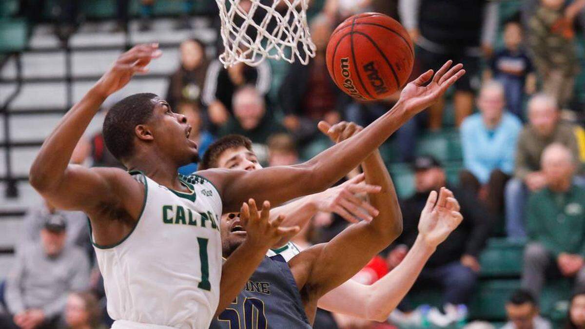 Cal Poly guard Jobe Alexander fights for a rebound in a Thursday game against UC Irvine.