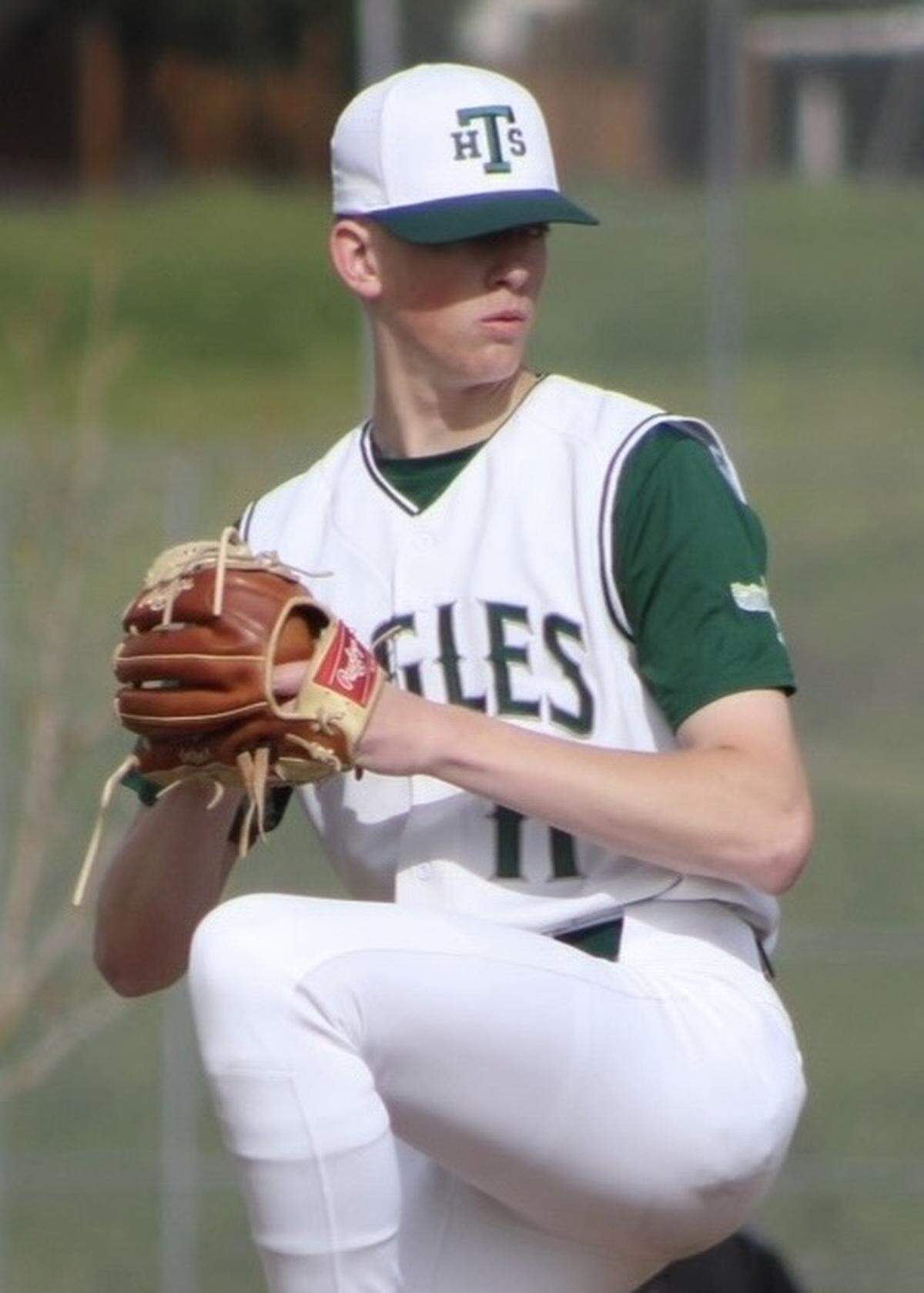 Templeton graduate Quincy Winkler throws a pitch for the Eagles. Winker, a 6-foot-7 right-hander, will play baseball at Cal Poly next year.