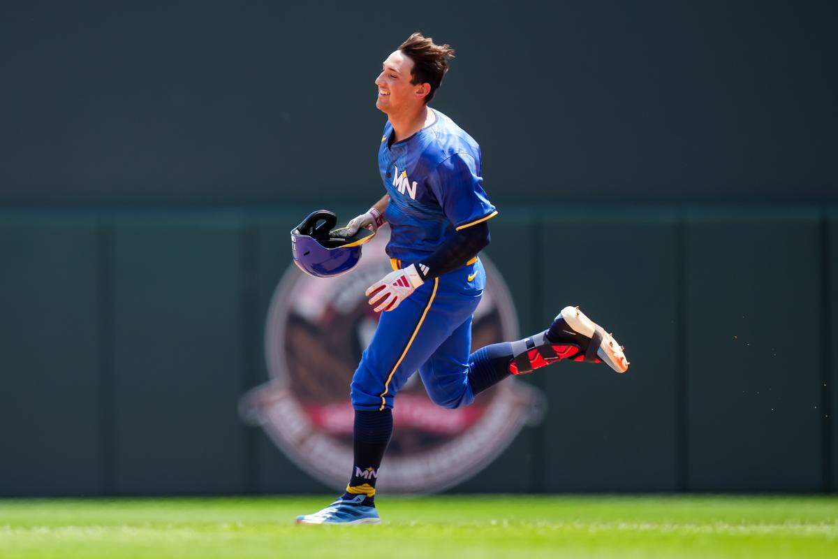Brooks Lee circles the bases after hitting his first home run in the majors versus the Astros on July 6, 2024.