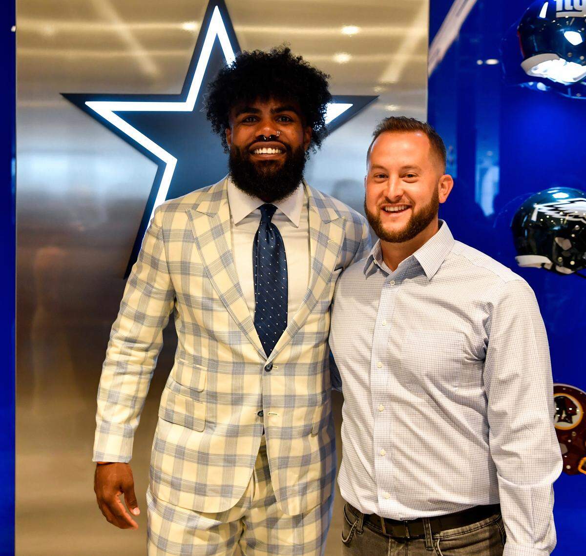 Brian Hannula, right, represented Dallas Cowboys’ running back Ezekiel Elliott in his $90 million contract extension in 2019.