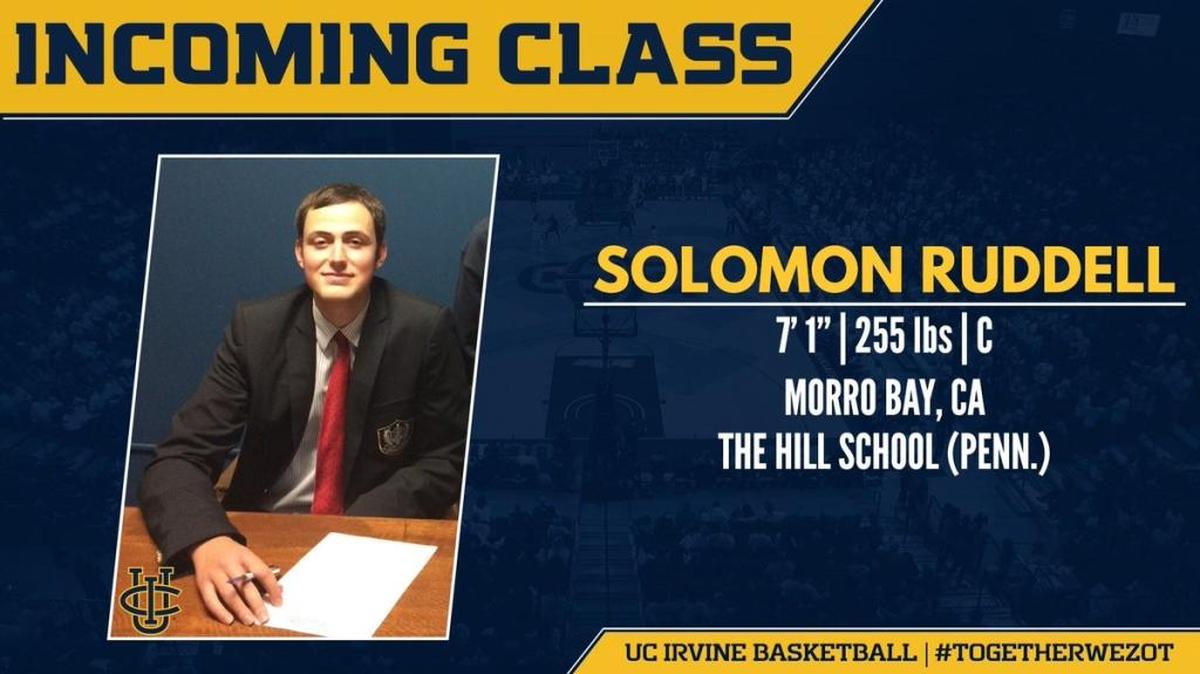 Former Morro Bay High School standout Solomon Ruddell signed a National Letter of Intent in November to play for UC Irvine head coach Russell Turner in the Big West Conference.