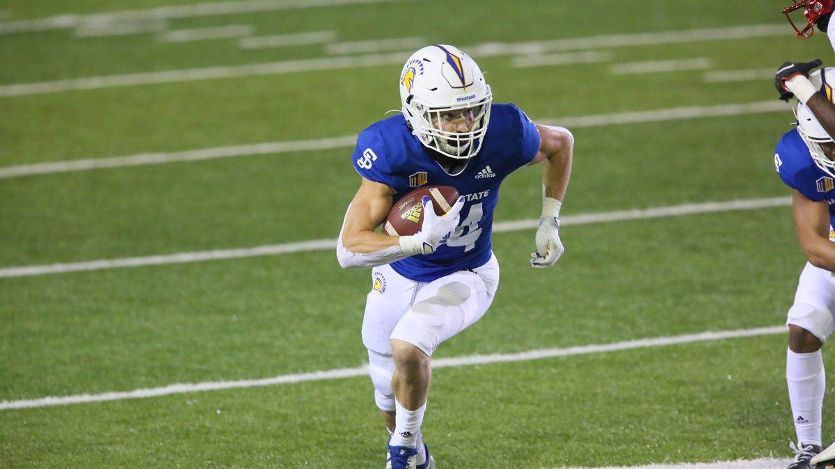 San Jose State receiver, Bailey Gaither, in a game against UNLV.