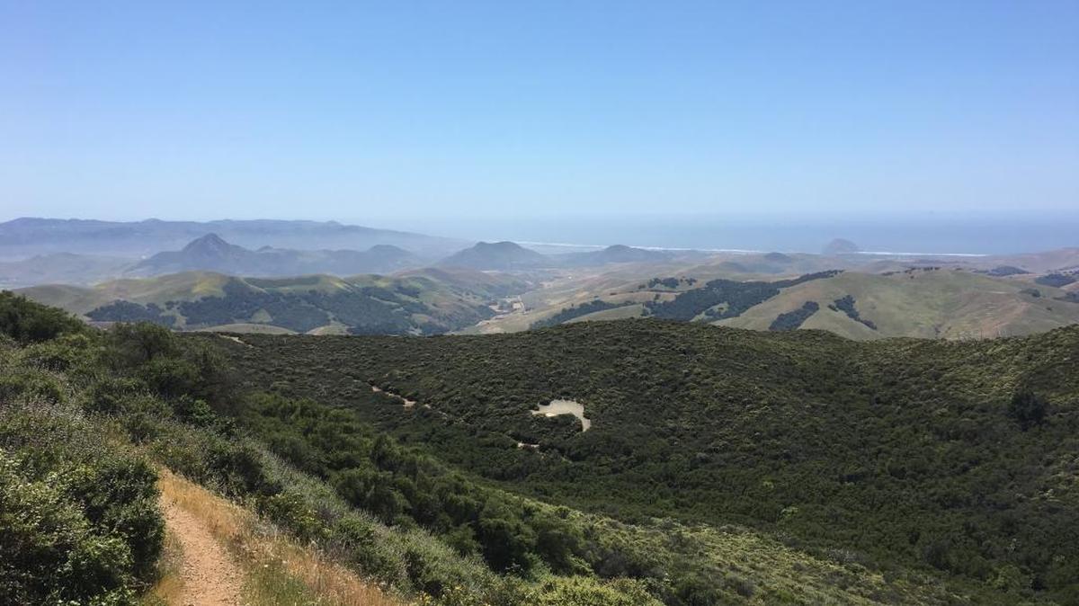 View from the peak of Cerro Alto with Morro Rock and a few of the other Nine Sisters visible.
