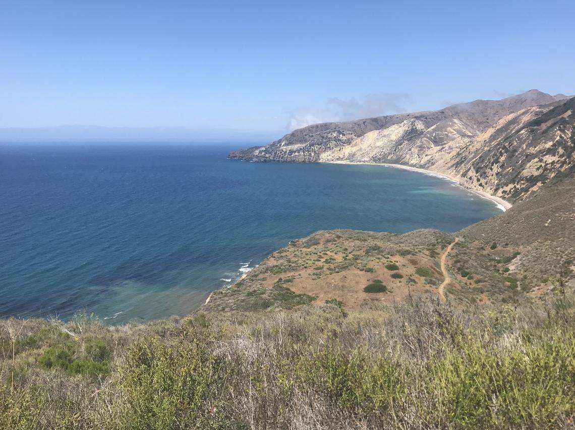Chinese Harbor is a four-mile hike from Del Norte Campground on Santa Cruz Island, located off the coast of southern California.