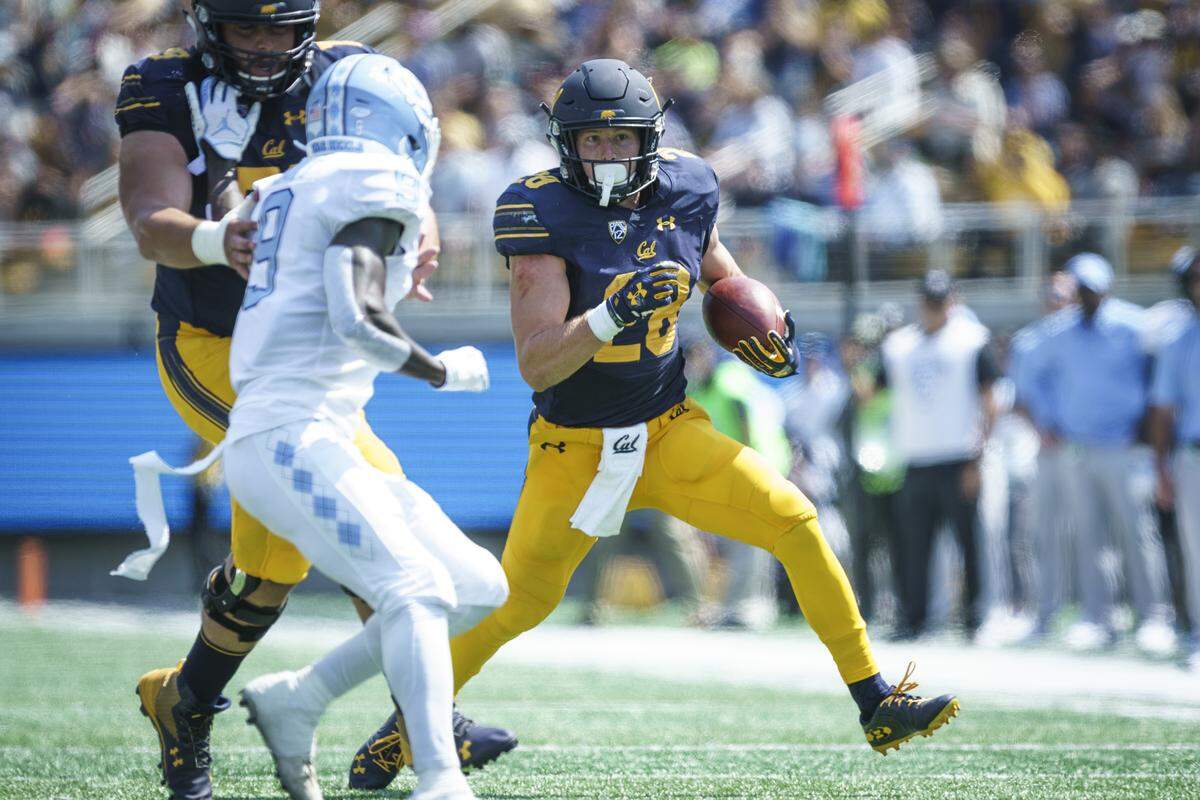 Mission Prep graduate Patrick Laird received his first start with Cal against North Carolina during the 2017 season. Here, he’s pictured in the season opener of the 2018 season, also against North Carolina, a game in which he scored two touchdowns.