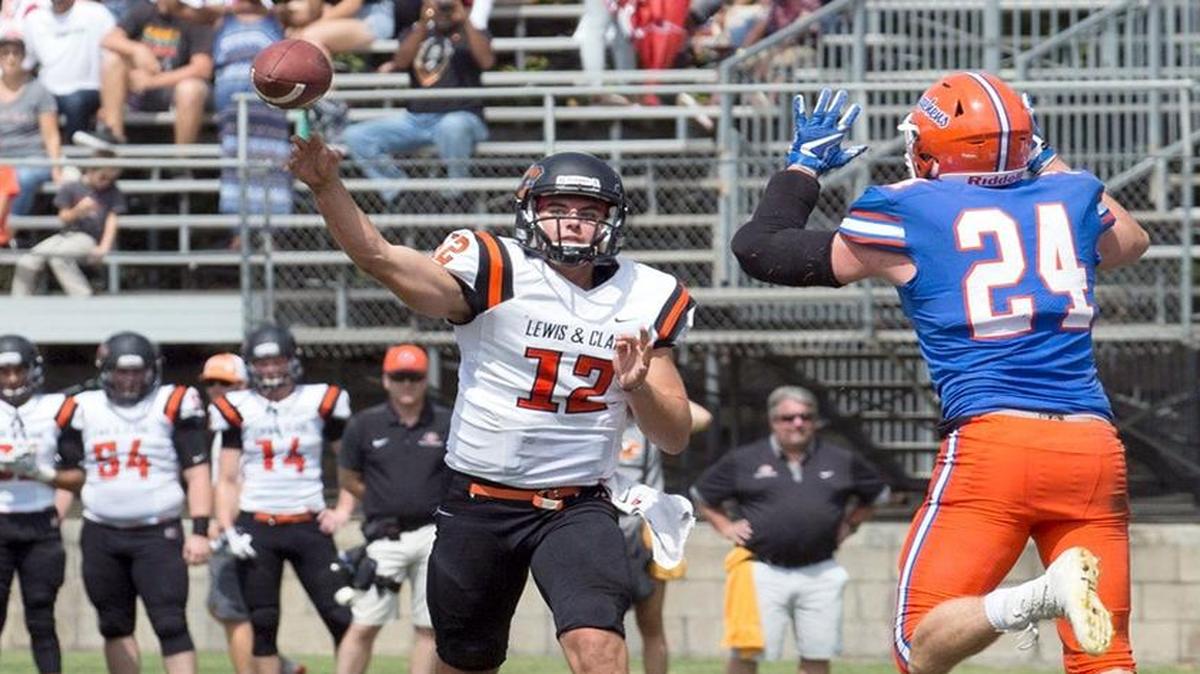 Former Arroyo Grande High quarterback Sawyer May threw three touchdowns for Lewis & Clark in a win over Pomona-Pitzer to end a 33-game losing streak.