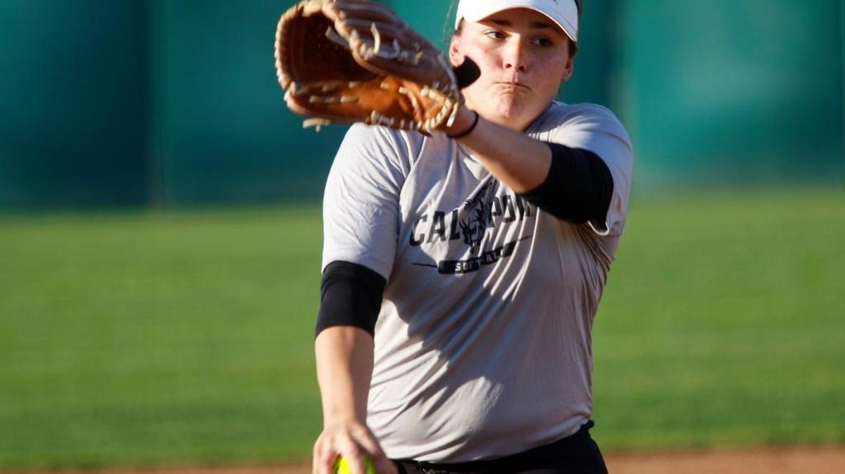 Cal Poly’s Sierra Hyland pitched a no-hitter with 15 strikeouts during a 1-0 victory over St. Peter’s on Thursday night at Bob Janssen Field.
