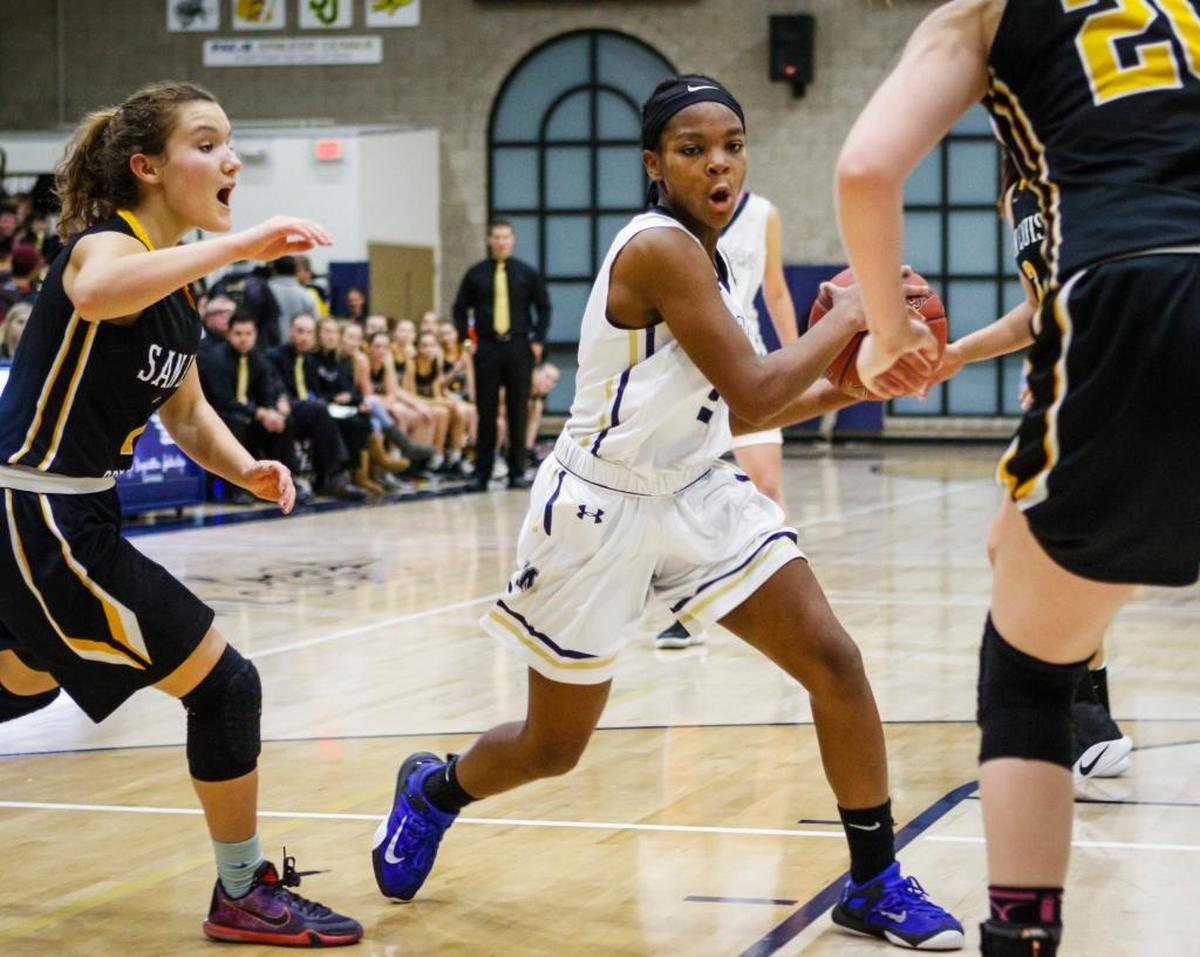 Mission Prep sophomore point guard Kyra Harris pictured in a game last year against SLO High. Photo by Joe Johnston 01-13-17